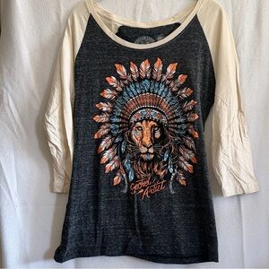 Affliction Black and Cream Graphic Tee Size Large